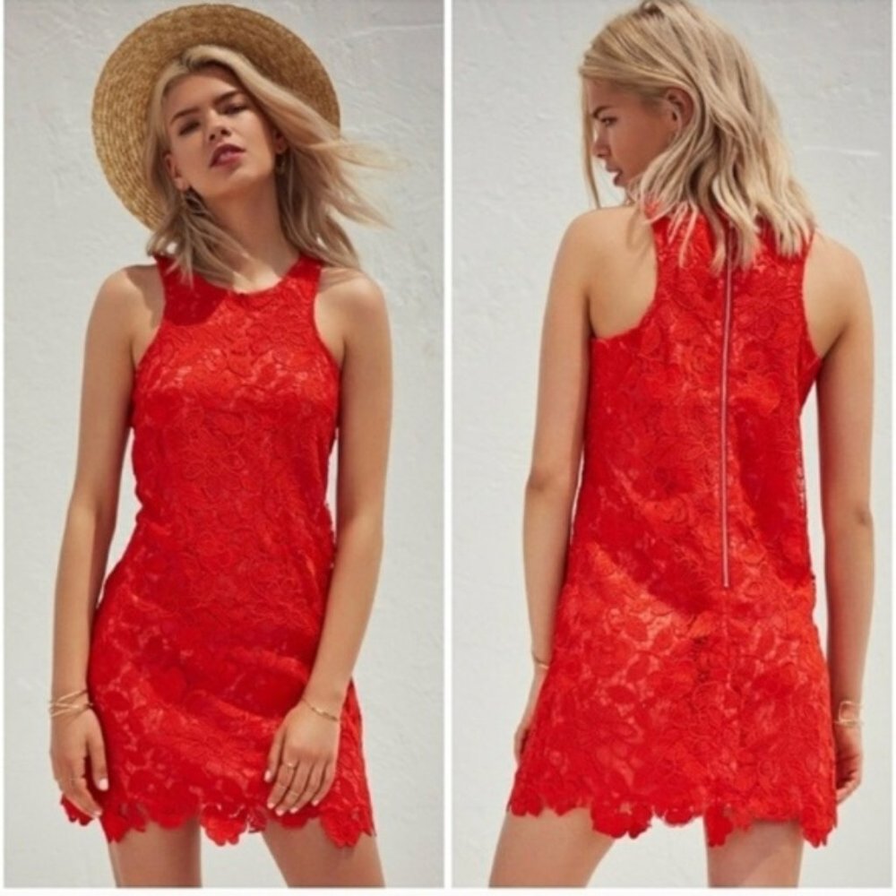 Lovers + Friends Red Lace Caspian Mini Dress